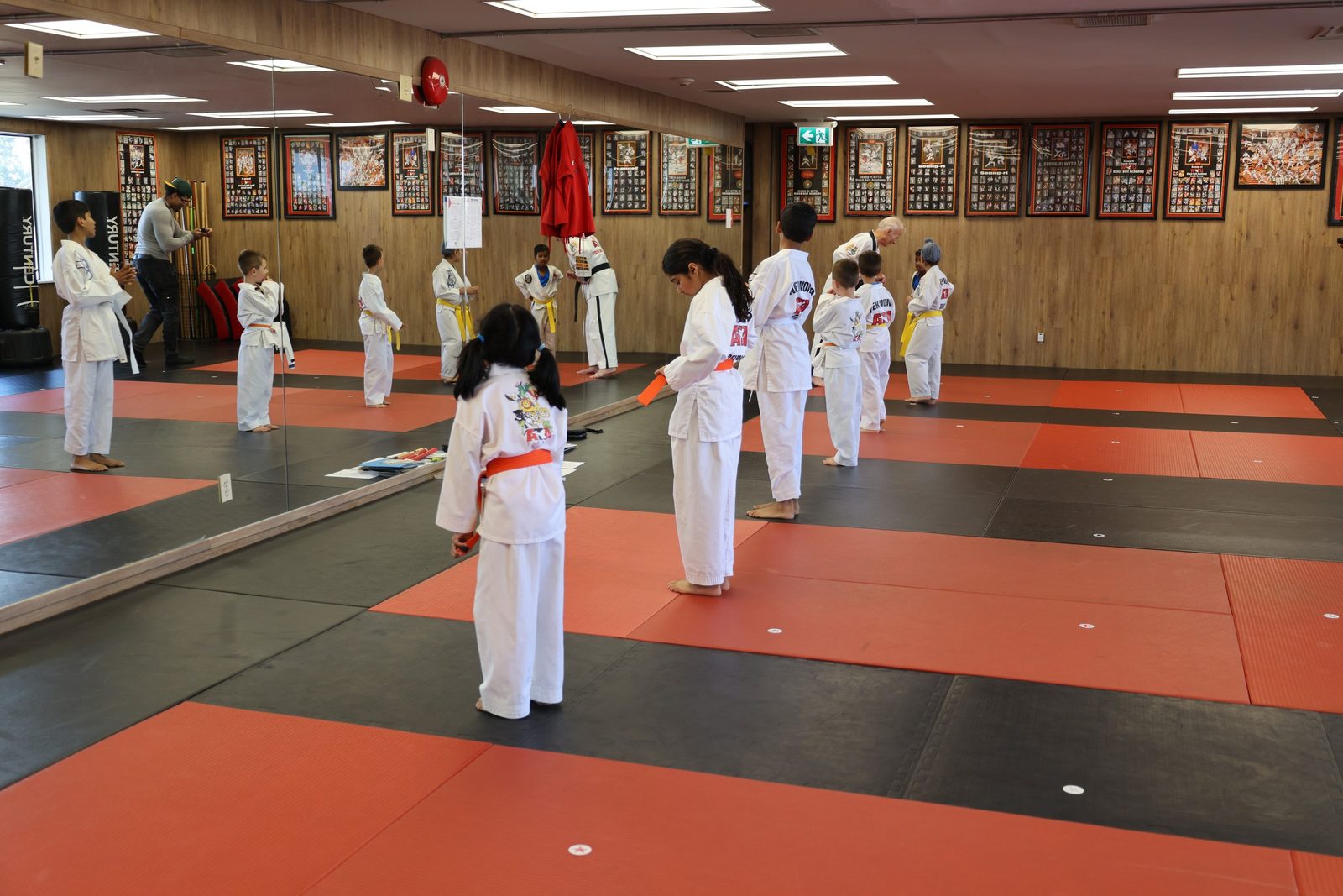 A full kids martial arts class training together at Kingdom Athletics