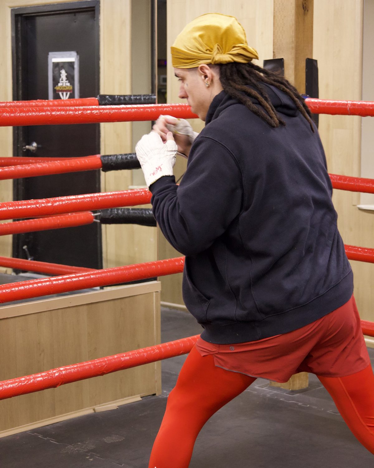 A boxer working on footwork and defence in the ring at Kingdom Athletics